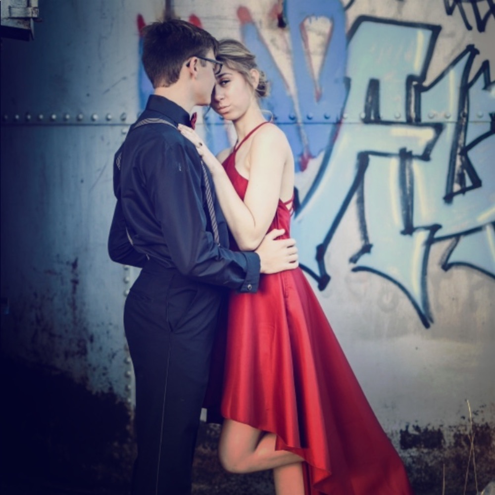 Hi lo red dress